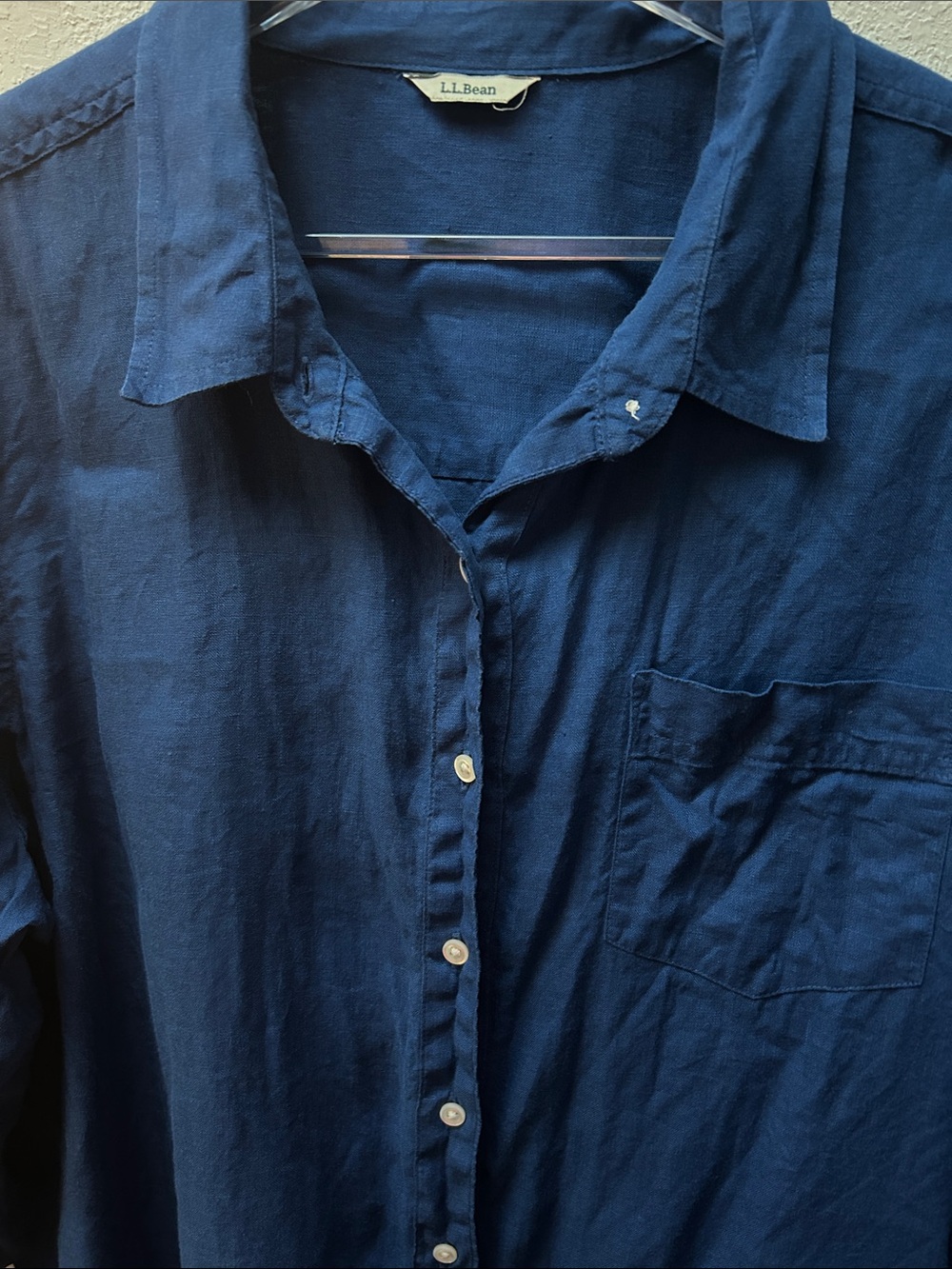 L.L. Bean EUC Linen Cobalt Blue Long-Sleeve Button-Down 2X